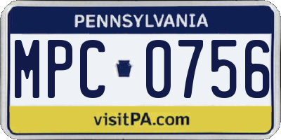 PA license plate MPC0756