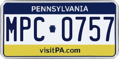 PA license plate MPC0757