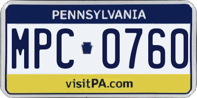 PA license plate MPC0760