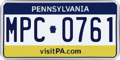PA license plate MPC0761