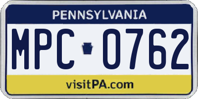 PA license plate MPC0762