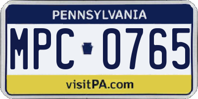 PA license plate MPC0765