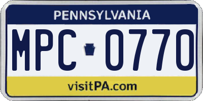 PA license plate MPC0770