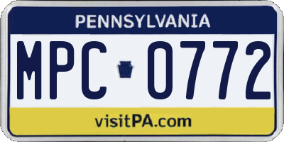 PA license plate MPC0772