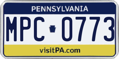 PA license plate MPC0773