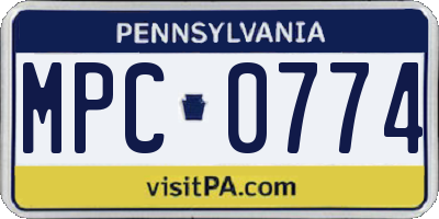 PA license plate MPC0774