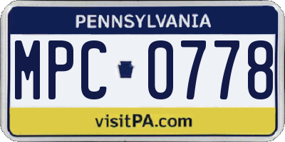 PA license plate MPC0778