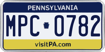 PA license plate MPC0782