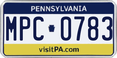 PA license plate MPC0783