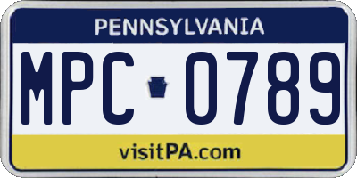 PA license plate MPC0789