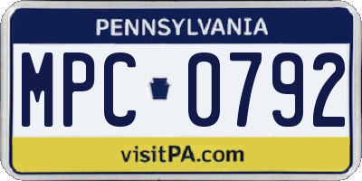 PA license plate MPC0792