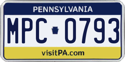 PA license plate MPC0793