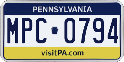 PA license plate MPC0794
