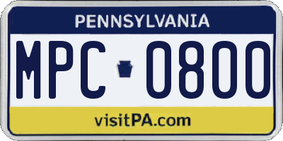 PA license plate MPC0800
