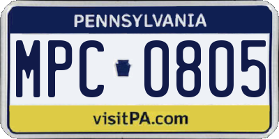PA license plate MPC0805