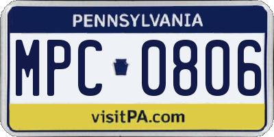 PA license plate MPC0806