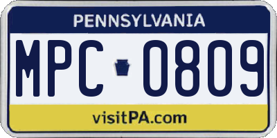 PA license plate MPC0809