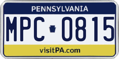 PA license plate MPC0815