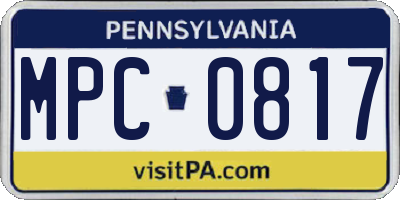 PA license plate MPC0817
