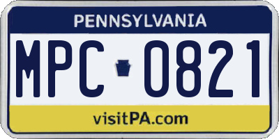 PA license plate MPC0821