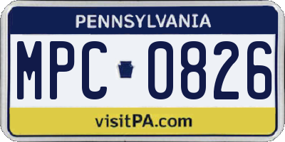 PA license plate MPC0826
