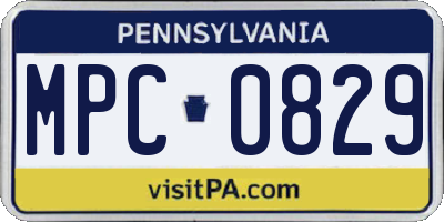 PA license plate MPC0829