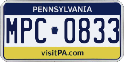PA license plate MPC0833