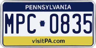 PA license plate MPC0835