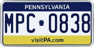 PA license plate MPC0838
