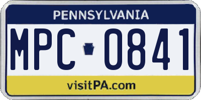 PA license plate MPC0841