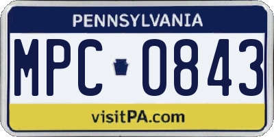PA license plate MPC0843