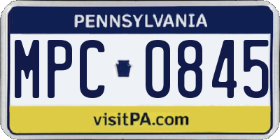 PA license plate MPC0845