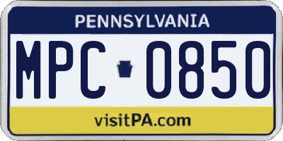 PA license plate MPC0850