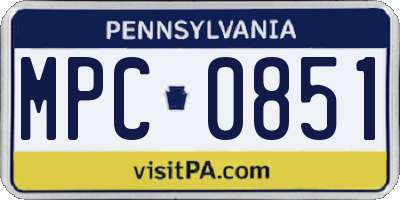 PA license plate MPC0851