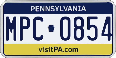 PA license plate MPC0854