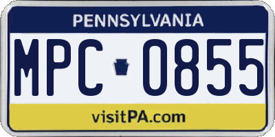 PA license plate MPC0855