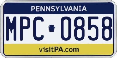 PA license plate MPC0858