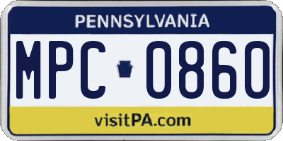 PA license plate MPC0860