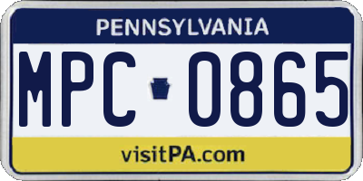 PA license plate MPC0865