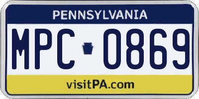 PA license plate MPC0869