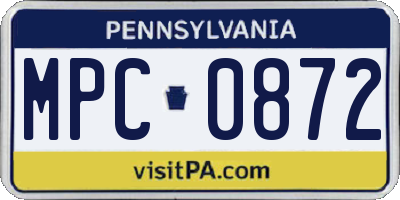 PA license plate MPC0872