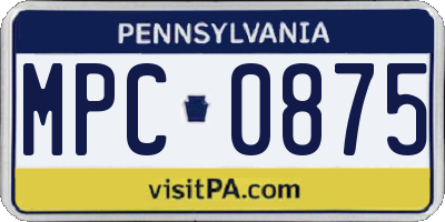 PA license plate MPC0875