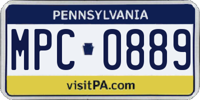 PA license plate MPC0889