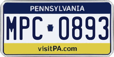 PA license plate MPC0893