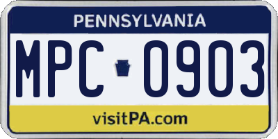 PA license plate MPC0903