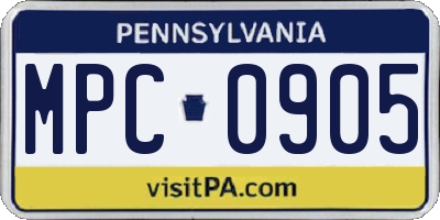PA license plate MPC0905