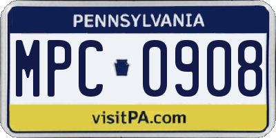 PA license plate MPC0908