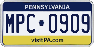 PA license plate MPC0909