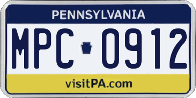 PA license plate MPC0912