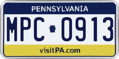 PA license plate MPC0913